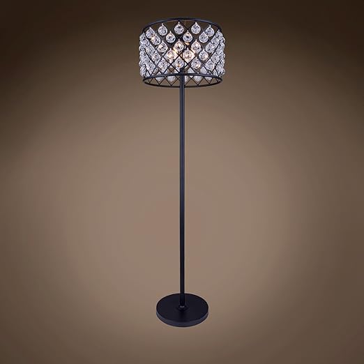 Crystal Grid 4 Light 20 Grey Iron Clear Crystal Floor Lamp Led