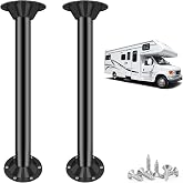 EJYTRVT 29-Inch Aluminum RV Table Legs and Base Mount, 2 Legs and 4 Bases | 2mm Aluminum Alloy, Wobble-Free Precision-Fit Ends, Anti-Rust Matte Black Finish, Standard Pedestal for Camper, Trailer, Boat