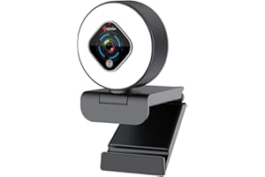 Angetube Streaming Webcam with Ring Light - HD Web Camera with Digital Zoom, Dual Mics, 1080P HD Auto-Focus for Professional 