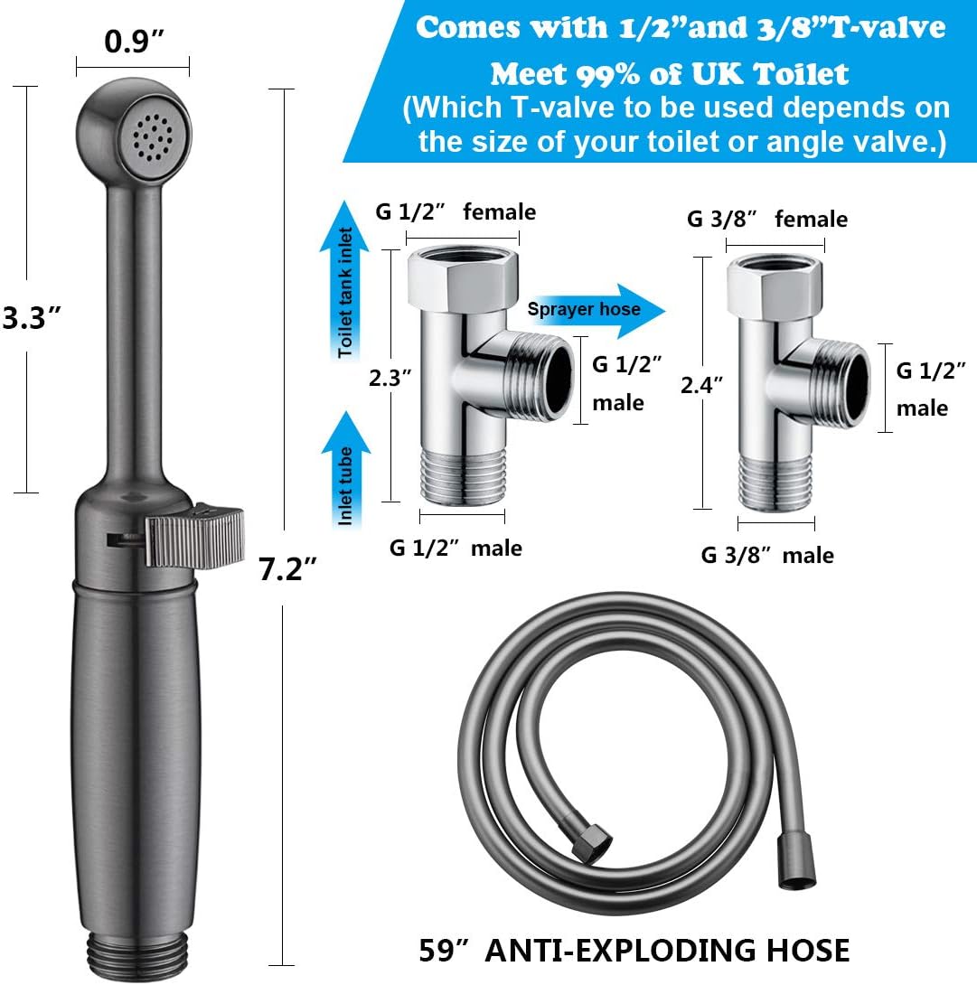 Bidet Sprayer for Toilet SonTiy Handheld Bidet Spray Shower Cleaning Shattaf Set Bidet Attachment for Toilet UK Seat,Bathroom,Baby Cloth Diaper,Personal Hygiene,Solid Brass - Image 4