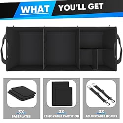Simniam Large Car Trunk Organizer - with 5