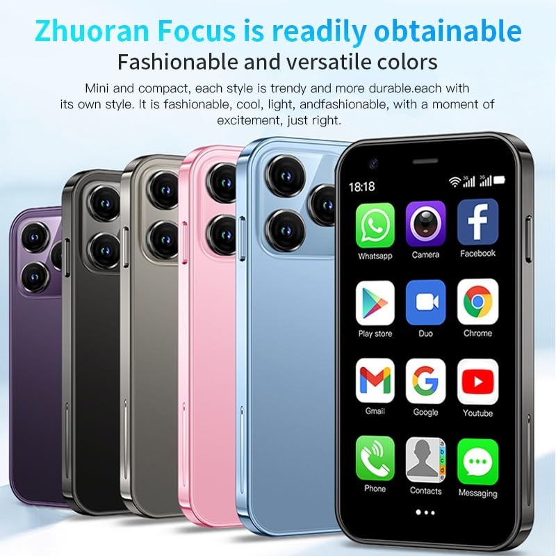 CatCalls Mini Smartphone Unlocked 4G Mobile Phone, 3.0 Inches, 32 GB Expandable up to 128 GB, Dual SIM Dual Camera, Android 10.0, Supports WiFi Bluetooth Backup Phone (XS15 Purple)