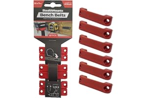 StealthMounts Bench Belt - Universal Tool Holder | Tool Holster Set - 6 Pack | Perfect Tool Hanger Storage Dock for Power Tools, Tape Measures and Belt Clips (Red)