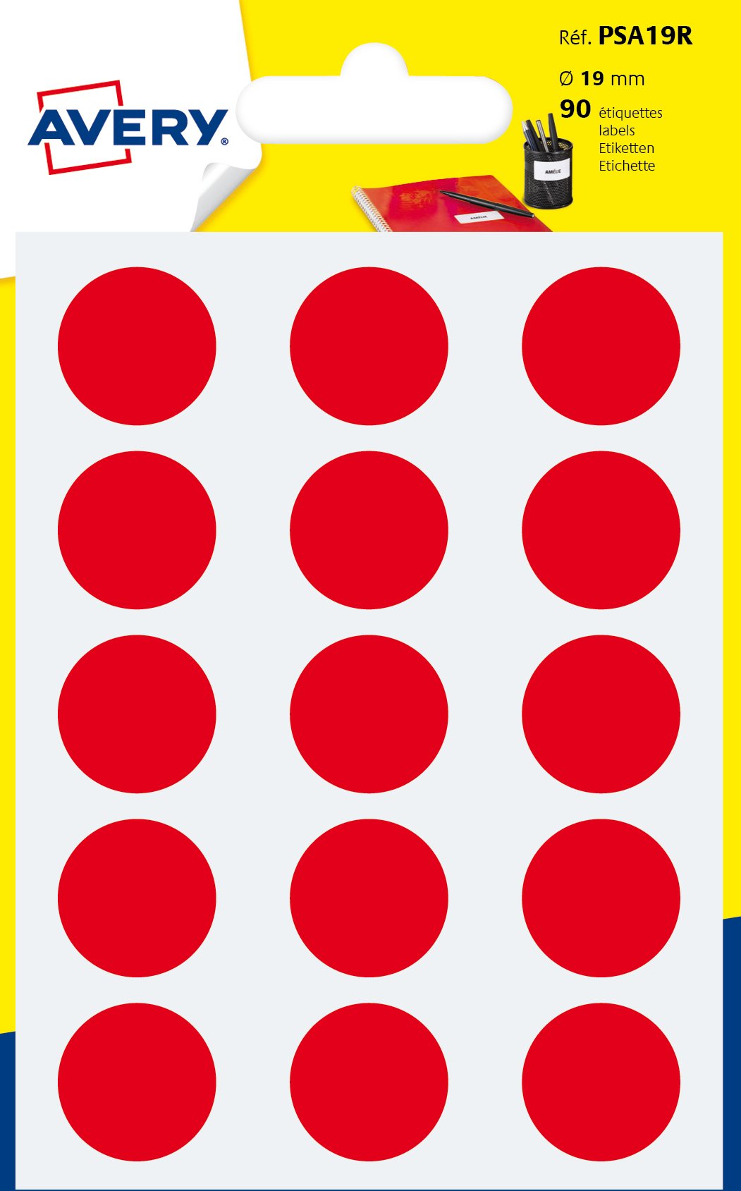 Avery 90 dots Diam 19mm red