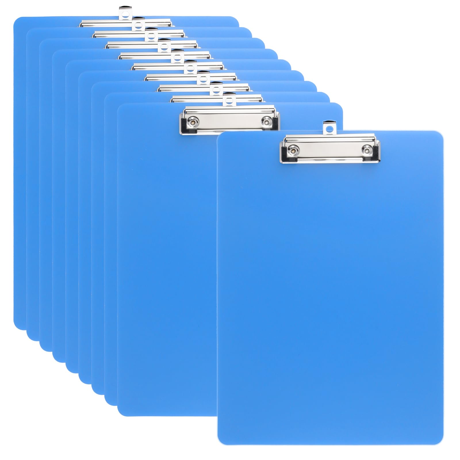 ZEONHEI 10PCS Plastic A4 Clipboard, Blue Plastic Clip Boards, Straight Line Clipboards Folder for Office Files Supplies