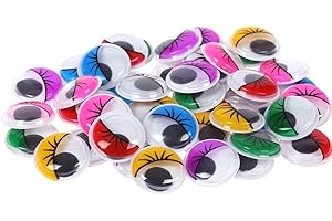 50Pcs Adhesive Wiggly Googly Eyes with Eyelash DIY Craft Accessory Mixed Color Size 2cm Random Color Lovely and Practical