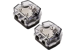 DHYANAOM Amp Power Distribution 2 Way, 0 Gauge in 0 Gauge Out Power Distribution Block for Car Amplifier Audio Splitter 2Pcs