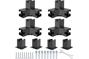 LIKEEM Woodworks Pergola pergola Brackets 12 Gauge Heavy Duty Steel Modular Modern Outdoor Pergola Hardware Kit DIY Elevated Wood Stand kit Includes 4 Bracket Shoulders 4 Boots for 4x4 (Actual: 3.5x3.5 Inch)