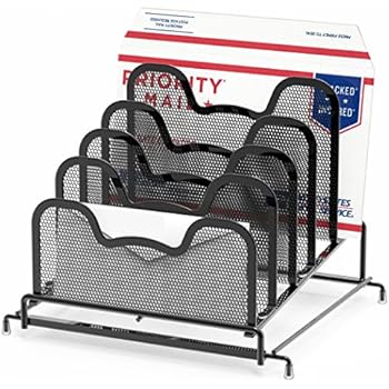 SimpleHouseware Desk 5 Sections Step File Sorter Organizer, Black