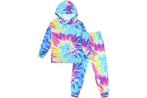 Jxstar Girls Clothes Set Tie Dye Hoodie Pullover Tracksuit Sweatsuits Outfits Sweatpants