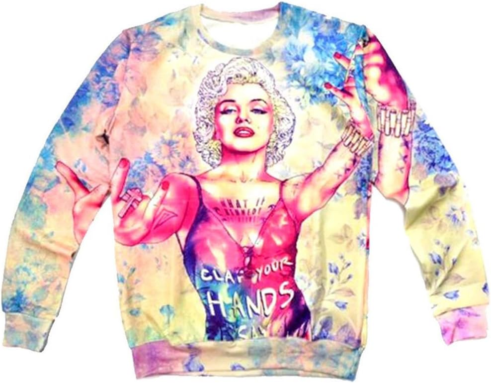 Unisex Harajuku 3d Sweatshirt Marilyn Monroe Vintage Hoodies T Shirt (L)