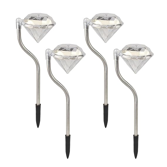 CISTWIN Pack von 4 Farbe ändern LED Solar Powered Diamonds Garten Pathway Stake Lichter Laternen für Rasen Hof Patio Outdoor 