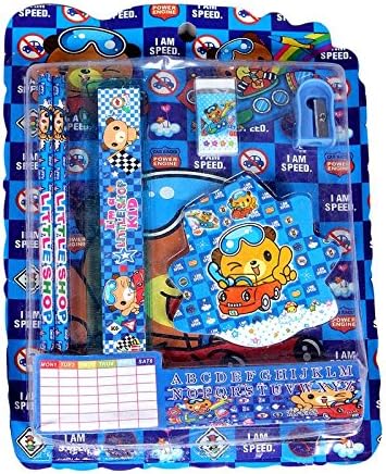 GTC School Stationery Kit for Kids (Pencil, Sharpener, Rubber, Scale,Diary) ITN2323 (Pack of 2, Blue)