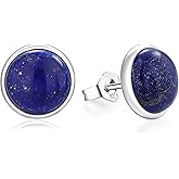 AIBAO Real Turquoise/Lapis Lazuli/Malachite Stud Earrings for Women Western Boho Jewelry Hypoallergenic 925 Sterling Silver Earrings Studs