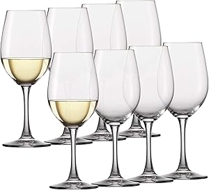 Circleware Wine Glasses, 8-Piece Glassware Set Party Entertainment Dining Beverage Drinking Cups for Water, Liquor, Whiskey, Beer, Juice and Farmhouse, Decor Gifts, Barletta, 15.7 oz