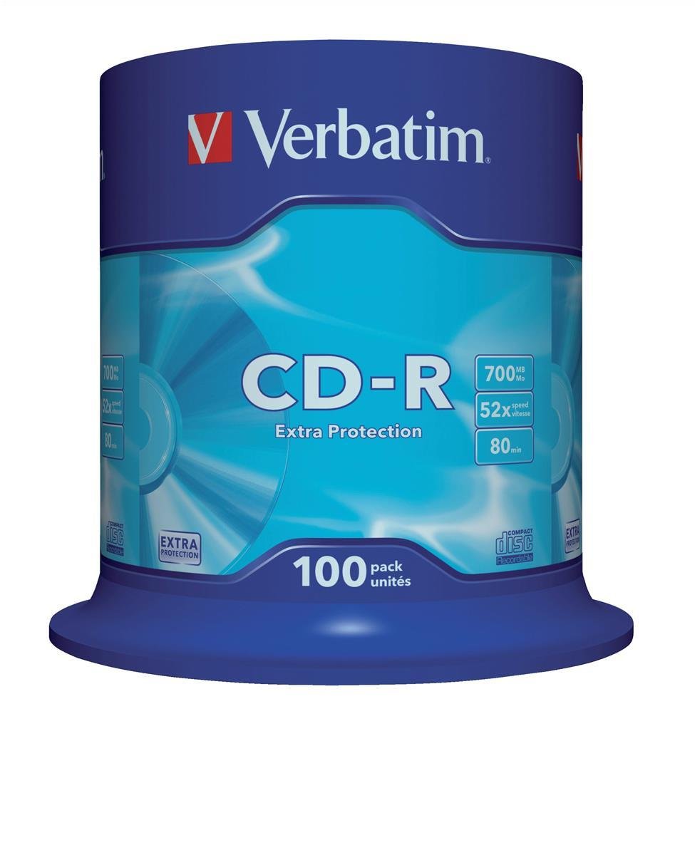Verbatim 43411 700MB 52x Extra Protection CD-R - 100 Pack Spindle
