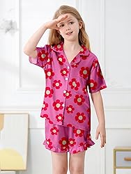 Umeyda Girls Satin Silky Collar V Neck Ruffle Short