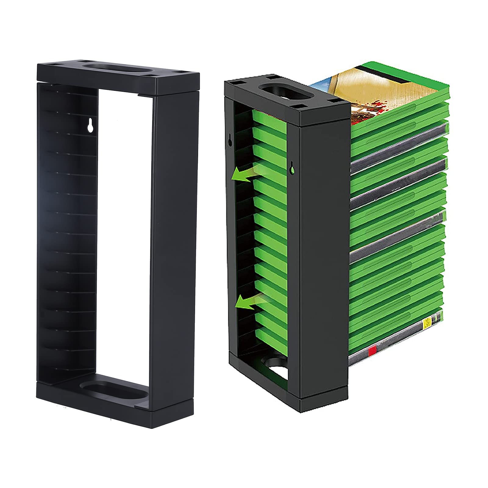 Topiky Game Disc Storage Rack, Small Wall‑Mounted CD DVD Video Game Organizer Stand for PS5 for PS4 for Box one S/one X/Series S, Holds 14 Standard CD