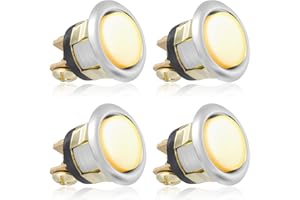 RANERVZ 4pcs Silver Lighted Doorbell Button Replacement Pack, LED Door Bell Push Buttons Switch Replacements Kit Hardware Home Garage Wall Front Doors Easy To Install, Yellow Light
