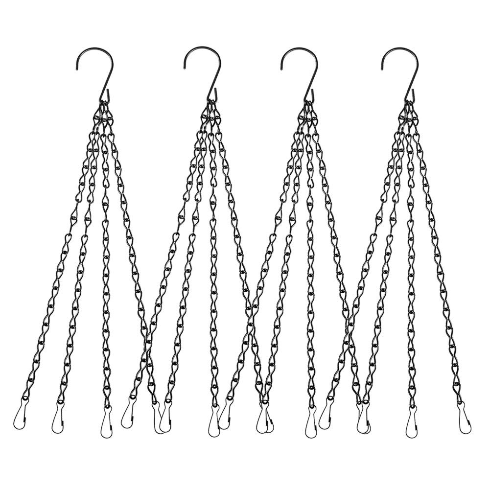 EMPHY Sowist 4Pack - 24 Inch 4 Leads Hanging Chain with Hooks Flower Pot Chain Replacement Plant Hangers for Bird Feeders, Planters and Lanterns (Black)