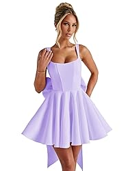 ouhati Satin Spaghetti Straps Homecoming Dresses