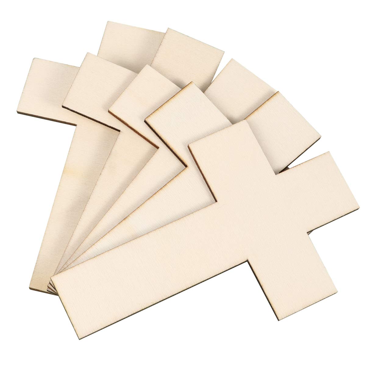 NUOBESTY 36pcs Blank Wood Cross Cutouts Unfinished Cross Shaped Wooden Pieces Tags for DIY Arts Craft Project Christening Church Home Baptism Party Decor 11CMx7CM