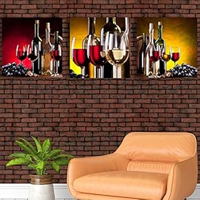 Canvas Wall Art Abstract Vintage Wine Cup Pictures Home Wall Decorations for Kitchen Streched and Framed - 12"x12"x3 Panels