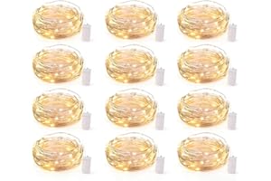 Fairy Lights，12 Pack LED Fairy Lights - 7ft 20LED Waterproof Silver Wire Firefly Starry Moon Lights for DIY Crafts Wedding Ta