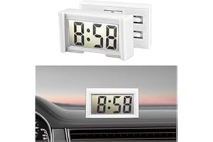JUSTTOP Mini Digital Clock for Car Dashboard, Vehicle Battery Operated Digital Clock with LCD Time & Day Display, Universal A
