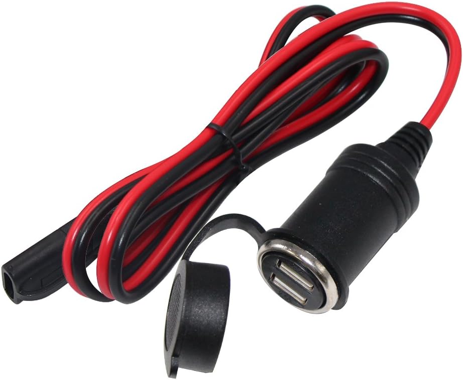 KUNCAN 3FT SAE Connector to 2 USB Power Port, USB Charger with 2.1A Output, Sae Extension Cable with Sae Outlet for Motorcycle Battery Charge