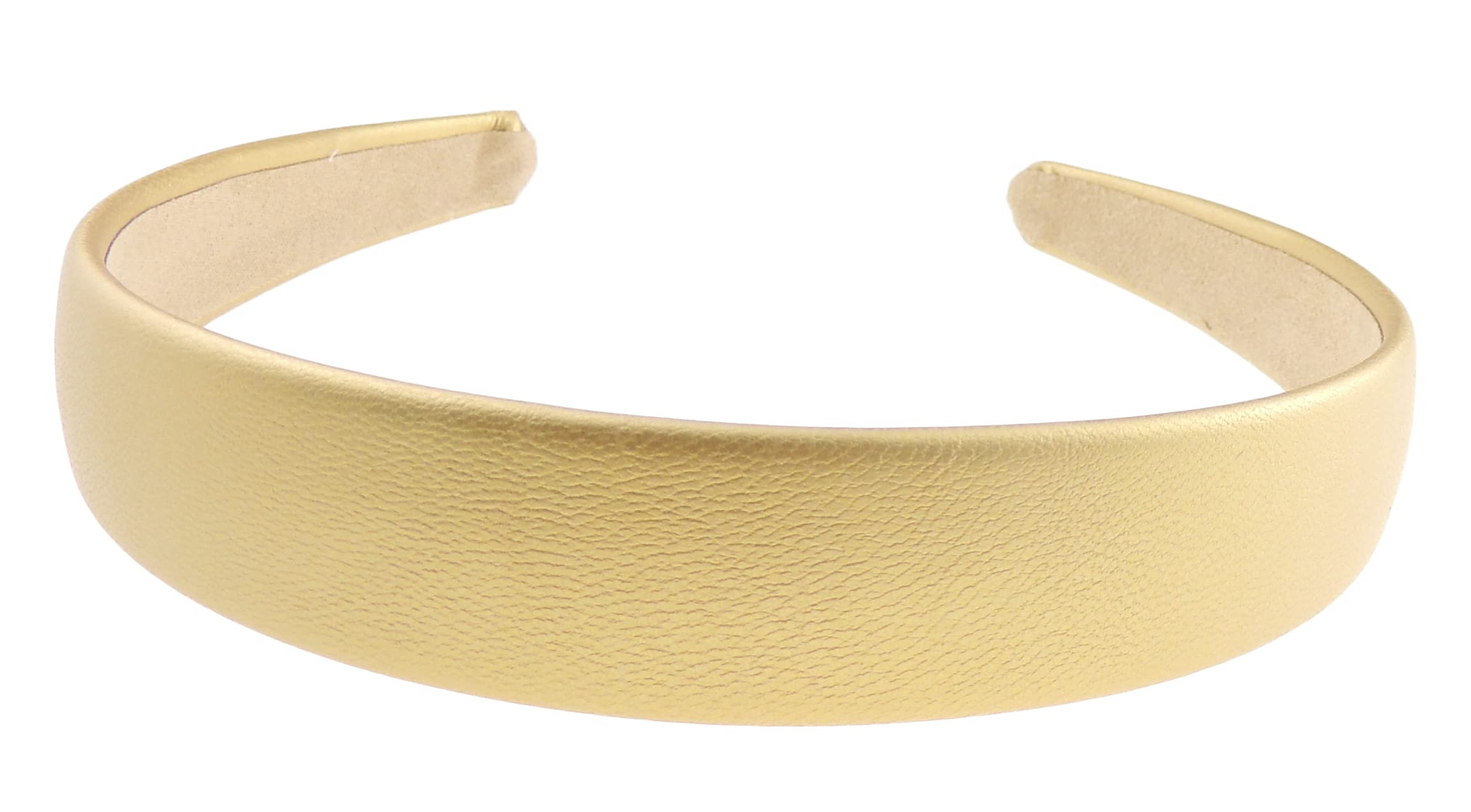 SMALL HEAD Ladies Girls Leather Look 2.5cm Headband Alice Band (Light Gold)