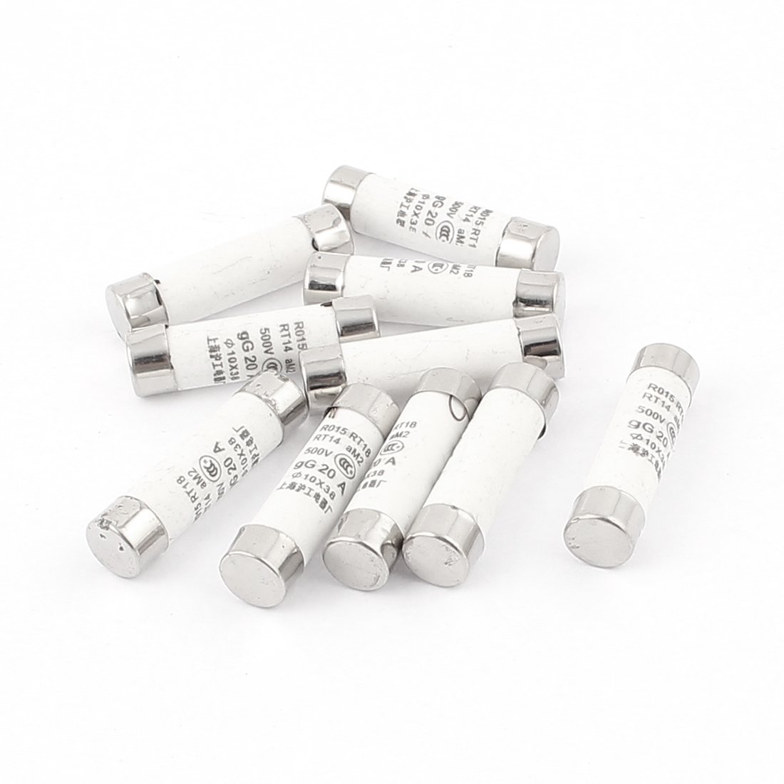 Sourcingmap Multimeter 10 x 38mm Cylinder Fast Blow Ceramic Fuse AC 500V 20A 10pcs