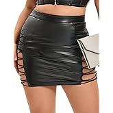 Just Quella Women's Classic High Waist Sexy Slim Mini Pencil Leather Skirts (No Belt)