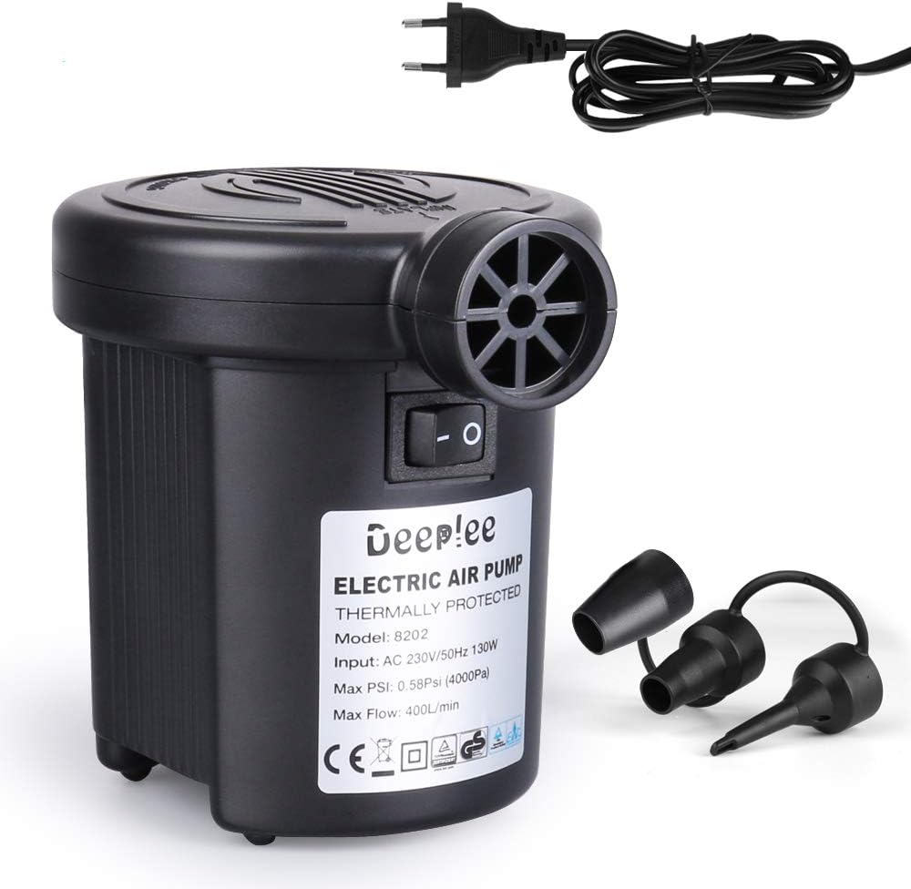 Deeplee Elektrische Luftpumpe Elektropumpe Power Pump,2 in 1 Inflate und Deflate Elektrische Pump mit 3 Luftdüse für aufblasbare Matratze,Kissen,Bett,Boot,Schwimmring