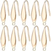 SUNNYCLUE 1 Box 80Pcs Stainless Steel Earring Hooks Real 18K Gold Plated Ear Wires with Loops Fish Hooks French Earring Findings for Pierced Ears Jewelry Making Supplies Hypoallergenic