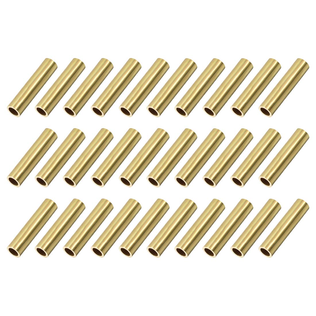 sourcing map Brass Round Tube, 7mm OD 1mm Wall Thickness 30mm Length Seamless Pipe Tubing for DIY Crafts 30 Pcs