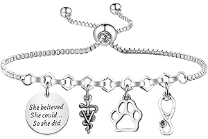 PLITI Veterinarian Gift Vet Tech Appreciation Gift She Believed She Could So She Did Veterinary Student Graduation Bangle
