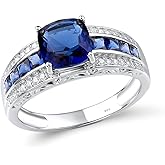 Santuzza 925 Sterling Silver Blue Square Solitaire Ring Blue Glass Blue Nano Cubic Zirconia Ring for Women