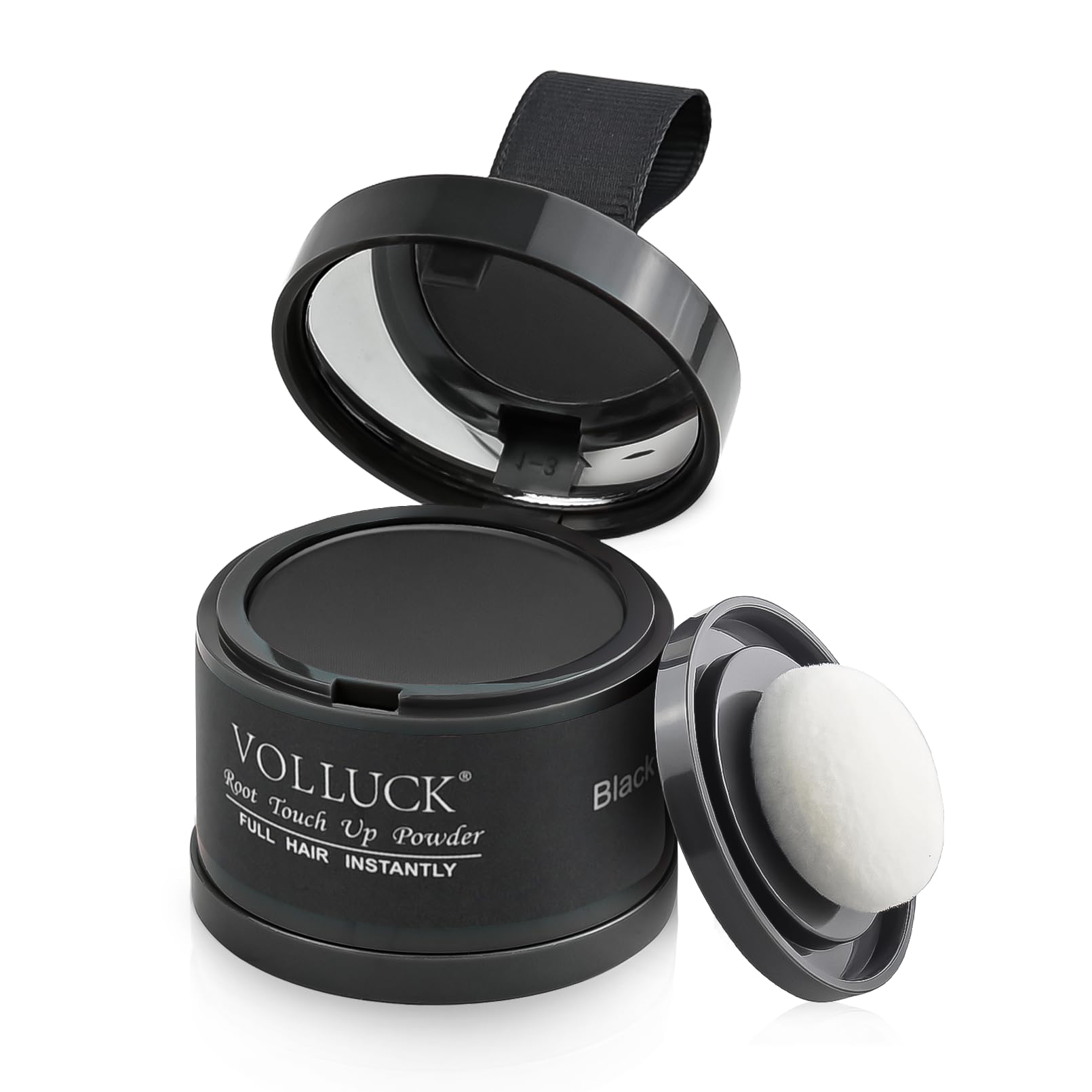 VOLLUCK Root Touch up Powder 4g – Covers Grey Roots & Conceals Thinning Hair, Hairline Powder for Men & Women – Natural Look, Easy to Use & Compact for Quick Touch Ups (Black) — image 1
