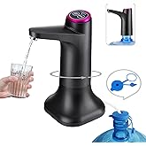 HiPiCok 5 Gallon Water Pump, Water Dispenser for 5 Gallon Bottle, USB-C Rechargeable Water Jug Dispenser, Portable Automatic Water Pump for Home, Black