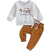 Amnnchya Toddler Baby Boy Thanksgiving Outfit Turkey Long Sleeve Sweatshirt Pants My First Thanksgiving Baby Boy Outfit