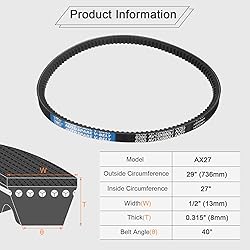 uxcell 2Pcs AX27 EPDM V-Belt, Raw Edge Cogged