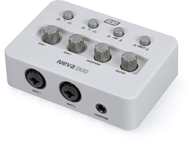ESI Neva Duo | Professional 24-bit/192kHz 2x2 USB Audio Interface for PC and Mac, Dual XLR, Podcasting, and Streaming, Perfect for Guitarists and Vocalists, Music Production Software Included