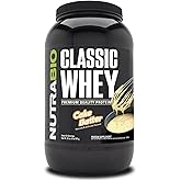 NutraBio Classic Whey Protein Powder- 25G Protein Per Scoop - Full-Spectrum Amino Acid Profile - No Fillers, Artificial Colors, Preservatives - Low Glycemic Index - (Cake Batter, 2 Pounds)