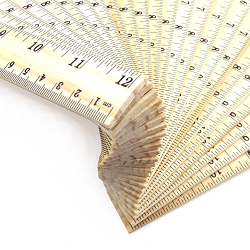 24 PCS Wood Ruler Double Sided Yardstick Student School Office Measuring Wooden Ruler Accurate Calibration Log Creative 2 Scale (12 inch and 30 cm) - Thumbnail 3