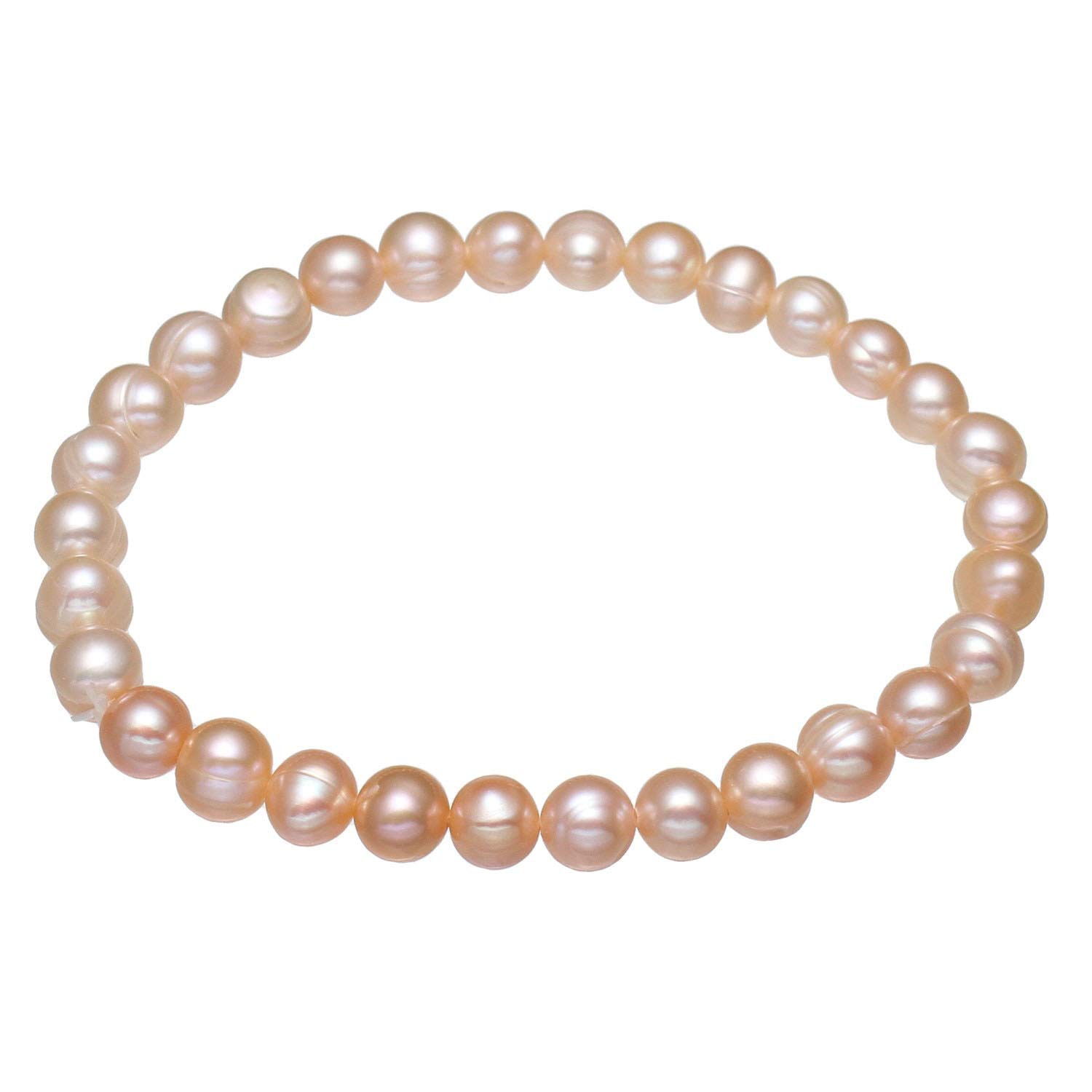 Treasure Bay Stunning Freshwater Pearl Bracelet For Women Girls - Presented in a Beautiful Jewellery Gift Box (Pink-Stretchy Style)