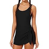 Cuddomper Girl Swimsuit One Piece Swim Dress Adjustable Straps Bathing Suit Size 9-16