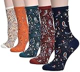 Field4U 5 Pairs Colorful Patterned Crew Socks - 5-Paisley
