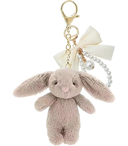 Zitokin Cute Bunny Plush Keychain, Mini Rabbit Bag Charms, 3.5
