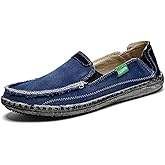 Men's Slip on Deck Shoes Loafers Canvas Boat Shoe Non Slip Casual Loafer Flat Outdoor Sneakers Walking